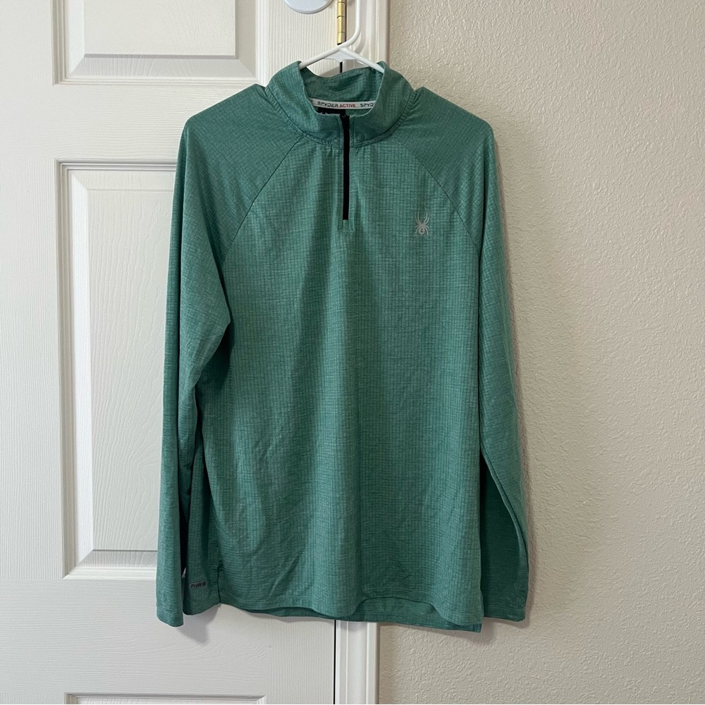 Spyder Active ProWeb Green Quarter Zip Pullover Size Large